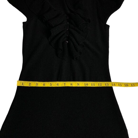 Ralph Lauren Rugby Dress Small Black Wool Knit Sweater Crochet Ruffle Preppy Y2K - Picture 13 of 14